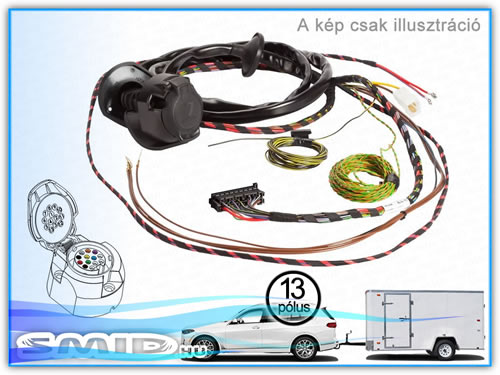 J13pk Erich Jaeger Elektronika Típusazonos kábelszett 13p utánfutó alkatrész
